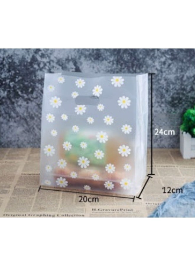 Hirospace 50 Pcs Reusable Transparent Gift Bags, Floral Pattern Decoration, Clear Plastic Bags for Food, Party Favors & Flower Packaging 25*18 cm - Image 2