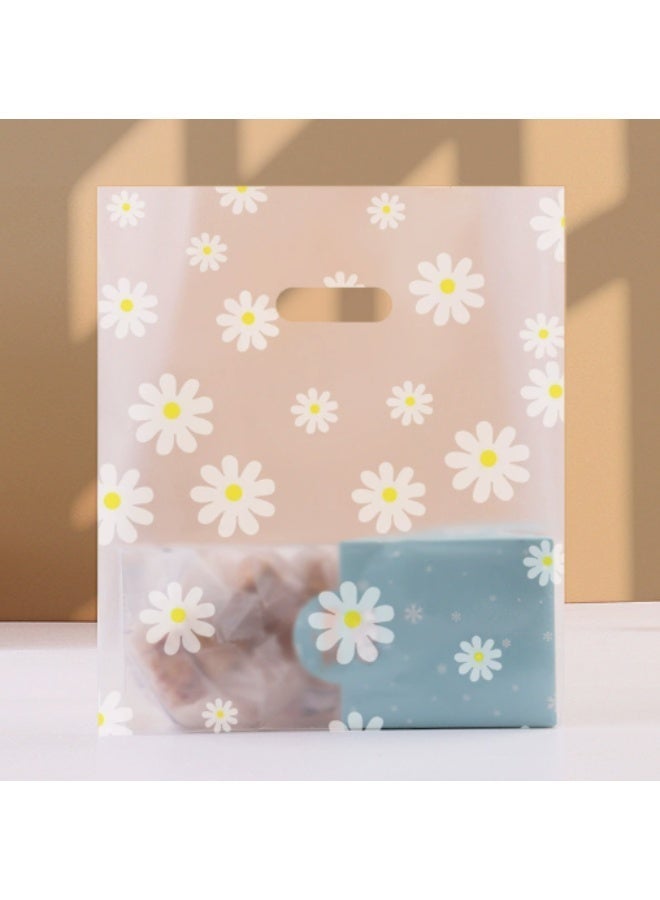 Hirospace 50 Pcs Reusable Transparent Gift Bags, Floral Pattern Decoration, Clear Plastic Bags for Food, Party Favors & Flower Packaging 25*18 cm - Image 4