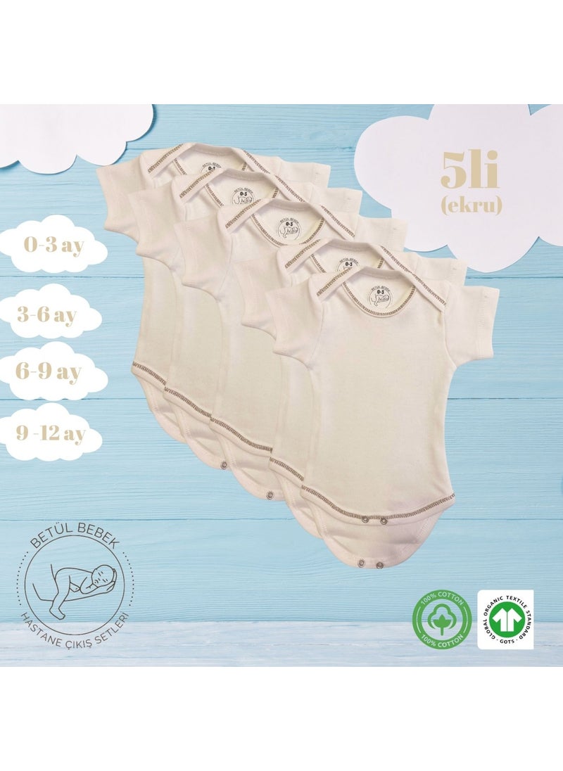 Betül Bebek Betul Baby 5-Pack Organic Cotton Baby Bodysuit with Snaps  - Image 3