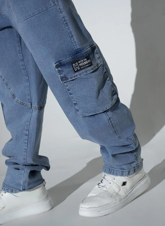 Hubberholme  Light Blue Relaxed Fit Jeans Solid design crafted from 100% Cotton with Button closure. for Men | Best Price UAE