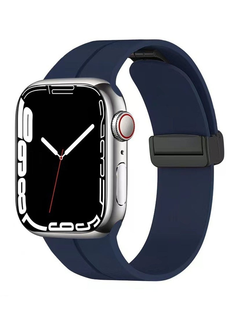 Aikanbo - 5pcs Magnetic Silicone Watch Straps for Apple iwatch 42/44/45/49mm Watch Straps, Compatible with iWatch Series, Black/White/Blue/Green/Orange - Image 1