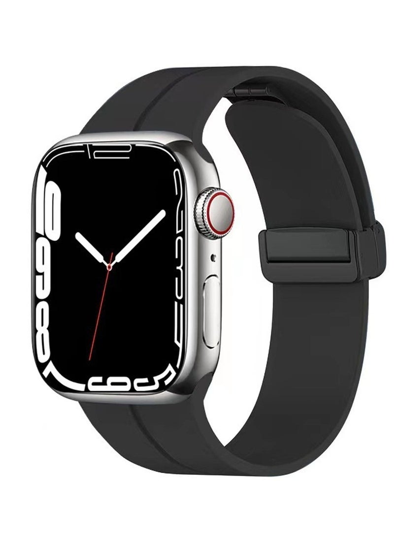 Aikanbo - 5pcs Magnetic Silicone Watch Straps for Apple iwatch 42/44/45/49mm Watch Straps, Compatible with iWatch Series, Black/White/Blue/Green/Orange - Image 1