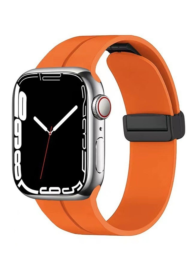 Aikanbo - 5pcs Magnetic Silicone Watch Straps for Apple iwatch 42/44/45/49mm Watch Straps, Compatible with iWatch Series, Black/White/Blue/Green/Orange - Image 1