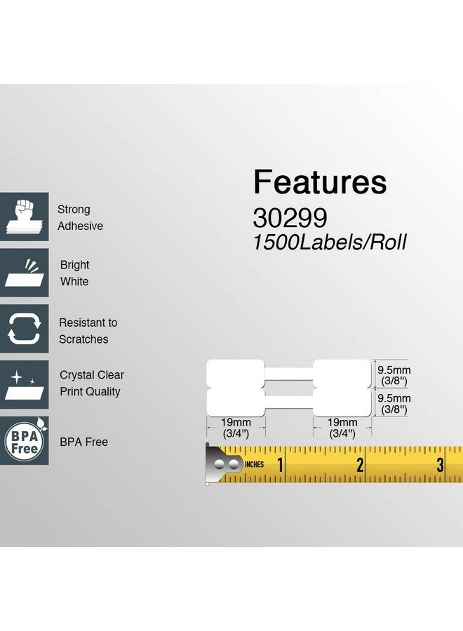 BETCKEY - Barbell Style Jewelry/Price Tag Labels Replace For Dymo 30299 (3/8" X 3/4") - Compatible With Dymo Labelwriter 450, 4Xl & Zebra Desktop Printers [2 Rolls/3000 Labels] - Image 2