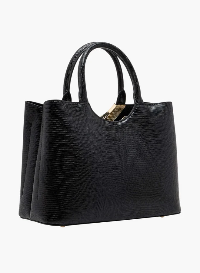 Celeste Women's Textured Tote Bag with Detachable Strap and Zip Closure