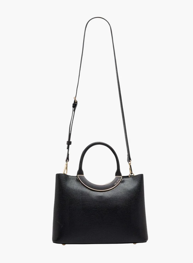 Celeste Women's Textured Tote Bag with Detachable Strap and Zip Closure