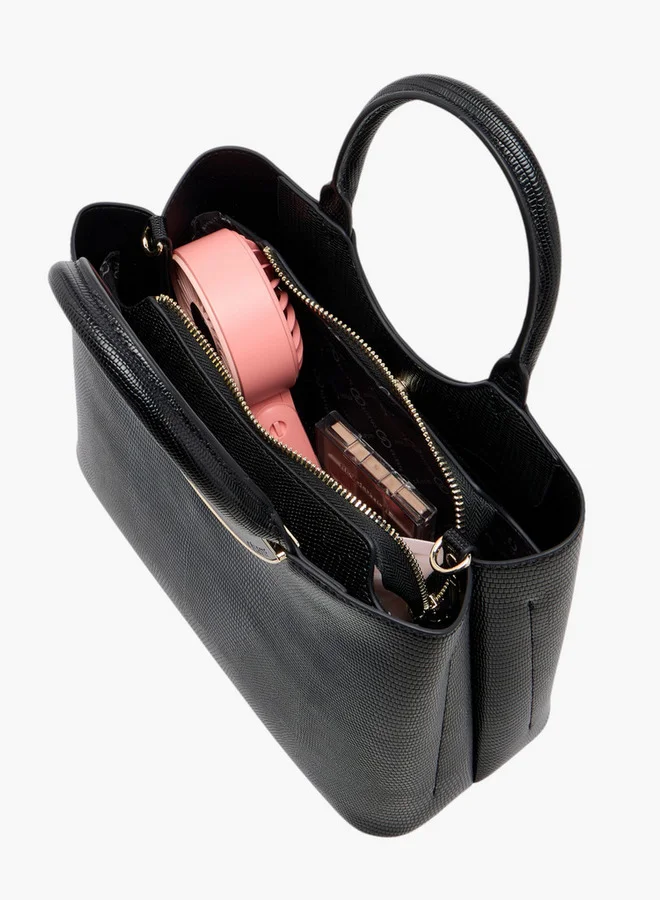 Celeste Women's Textured Tote Bag with Detachable Strap and Zip Closure