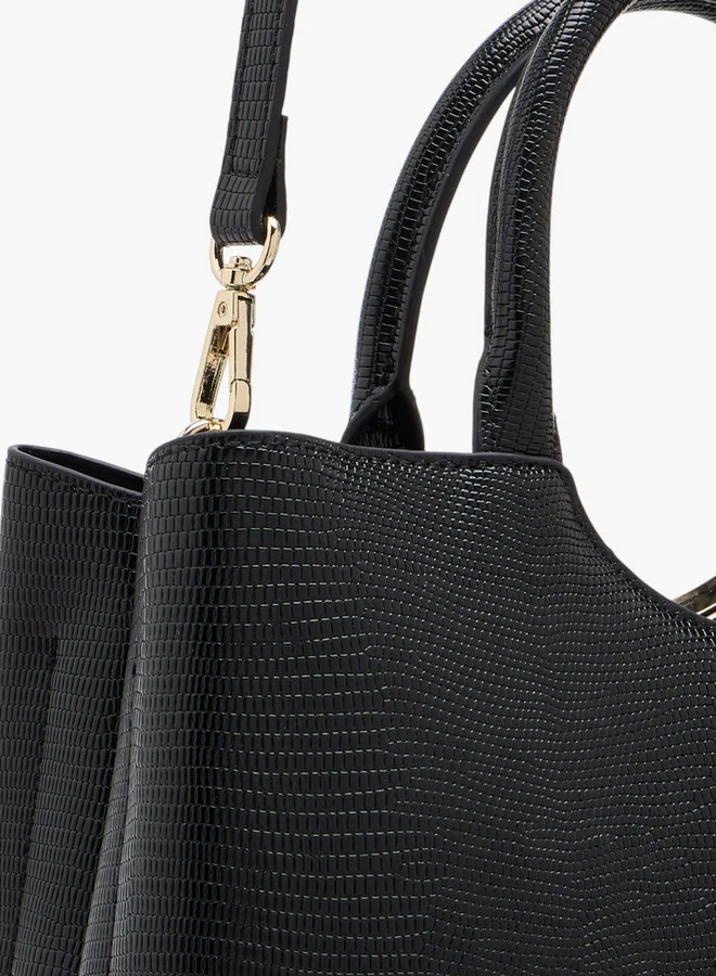 Celeste Women's Textured Tote Bag with Detachable Strap and Zip Closure