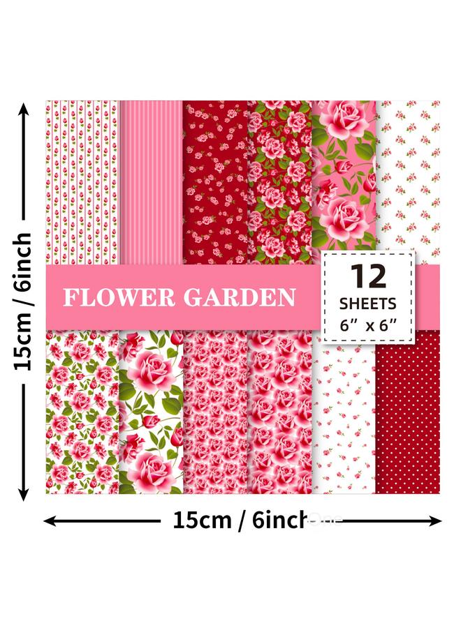 Bluejw 12 Sheets/pack Pink Flower DIY Photo Album Clip Book Hand Account Background Paper Card Hand Account Valentine's Day Material Paper - Image 4