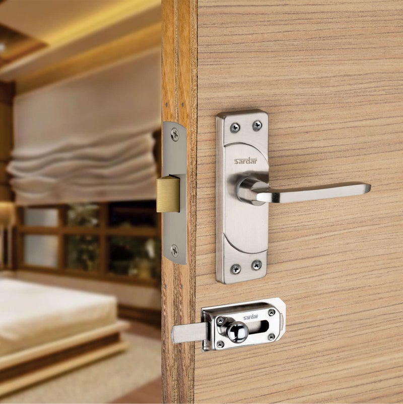 SARDAR KD 5" SS Iron Baby Latch| Bathroom Door Handle| Keyless Handle Bathroom| Push to Close Latch (with Door Latch), Silver - Image 5