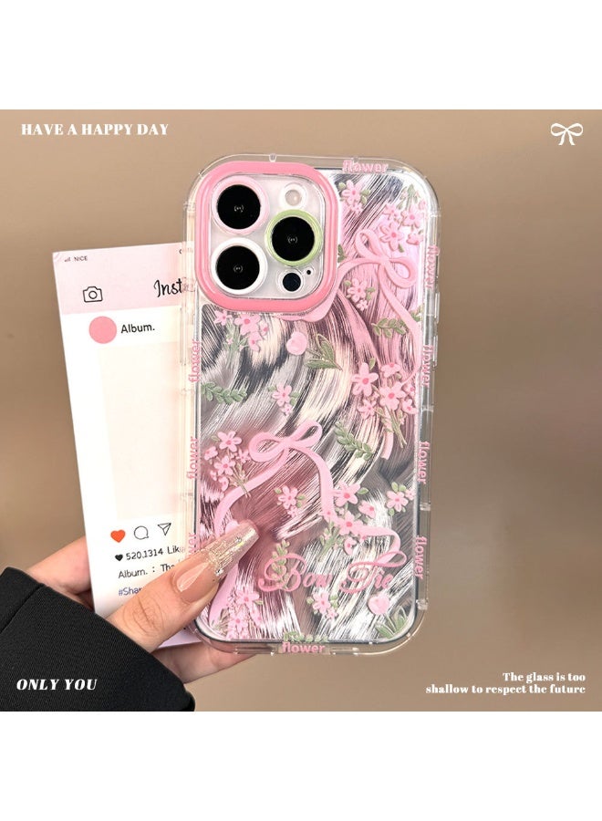 NIBEMINENT Bows And Floral Prints Protective TPU Case Cover For iPhone 15 Pro - Image 2