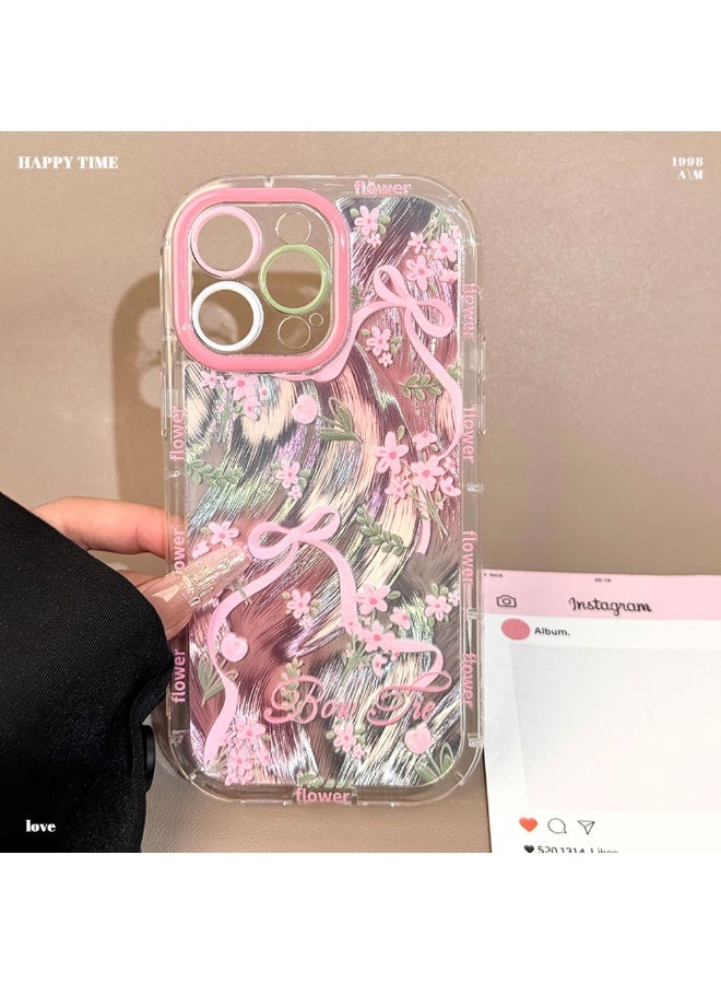 NIBEMINENT Bows And Floral Prints Protective TPU Case Cover For iPhone 15 Pro - Image 3