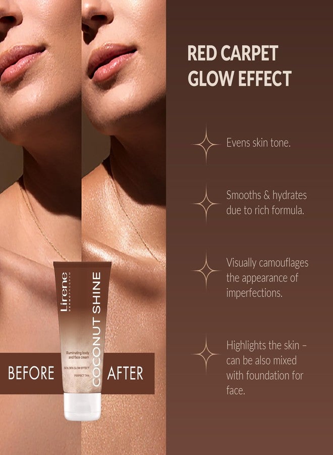 Lirene PERFECT TAN Illuminating Golden Body & Face Cream – Vegan, 150ml – Coconut Shine, Hydrating & Radiance-Boosting Lotion for Every Complexion - Image 5