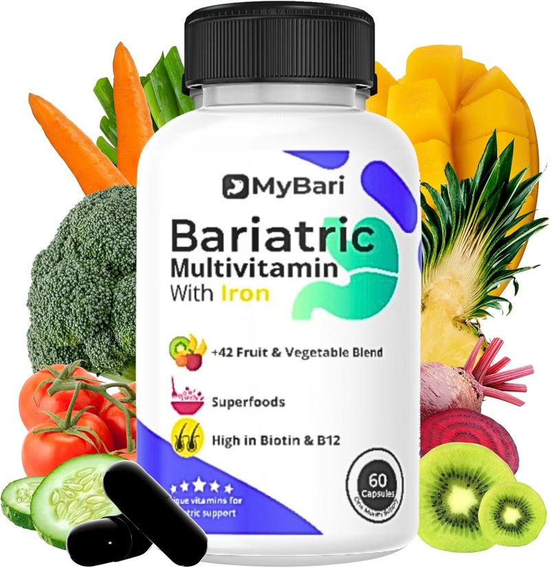 Mybari Bariatric Multivitamin With Iron 60 Capsules For Men And Women - Image 1