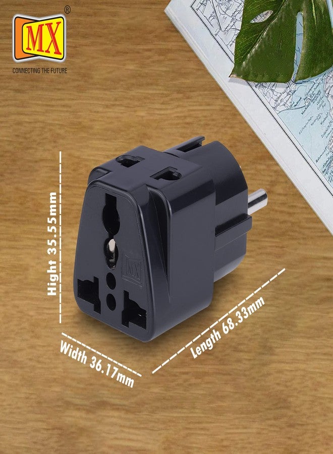 MX Europe Travel Adapter India to Europe | Universal 2 Pin & 3 Pin Socket | Type E/F Schuko Plug | Travel Adapter for Home, Office & Travel | Black, 2 Pieces - Image 5