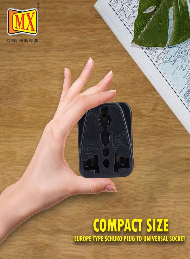 MX Europe Travel Adapter India to Europe | Universal 2 Pin & 3 Pin Socket | Type E/F Schuko Plug | Travel Adapter for Home, Office & Travel | Black, 2 Pieces - Image 3