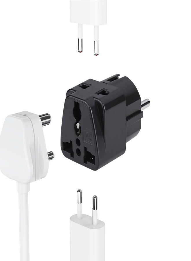 MX Europe Travel Adapter India to Europe | Universal 2 Pin & 3 Pin Socket | Type E/F Schuko Plug | Travel Adapter for Home, Office & Travel | Black, 2 Pieces - Image 2