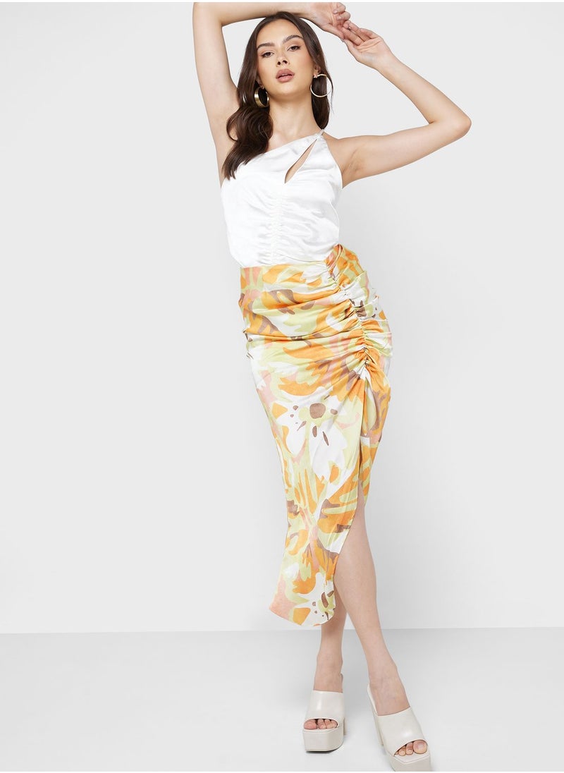 Finders Keepers - High Waist Printed Ruched Skirt - Image 1