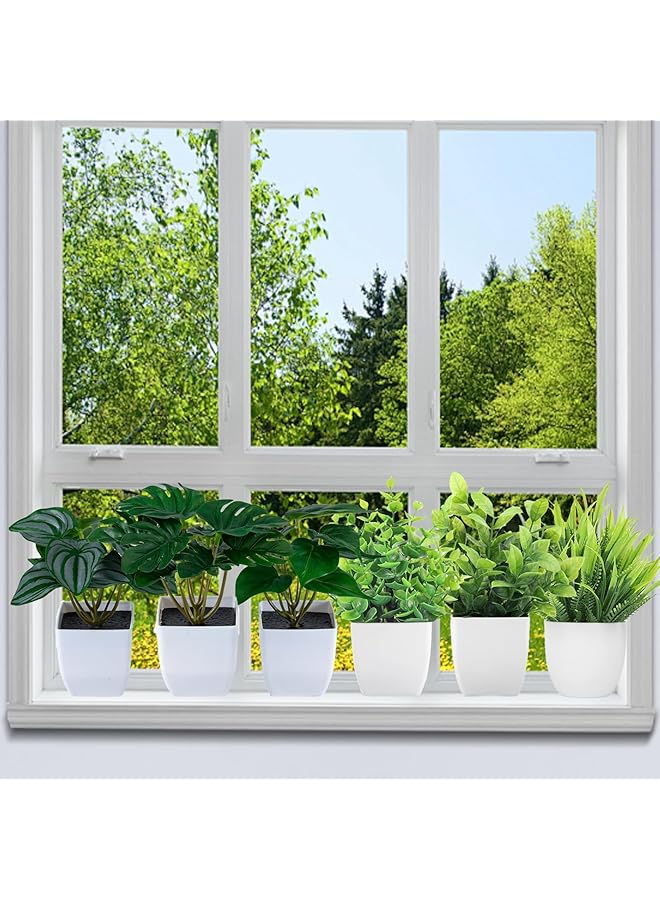erorex Mini Potted Artificial Plants Fake Plants Artificial Plants Indoor Of 6 Faux Plants Indoor For Office Desk Bathroom Kitchen Rustic Interior Living Room - Image 3