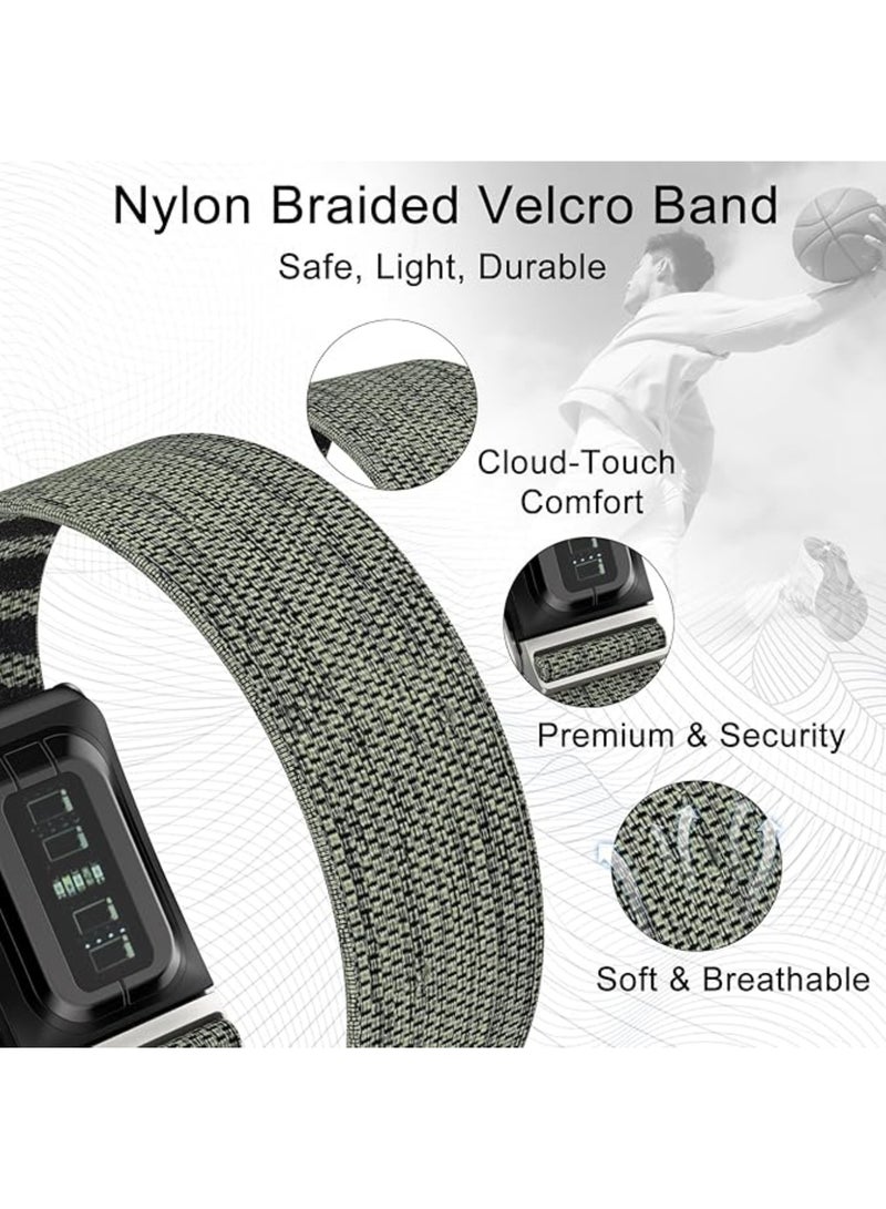 اووكاي سوار بديل من النايلون المرن لجهاز Whoop 5.0 لتتبع اللياقة البدنية، للرجال والنساء، قابل للتعديل، قابل للتهوية، مريح وسهل الاستخدام (رمادي/أخضر). - Image 3