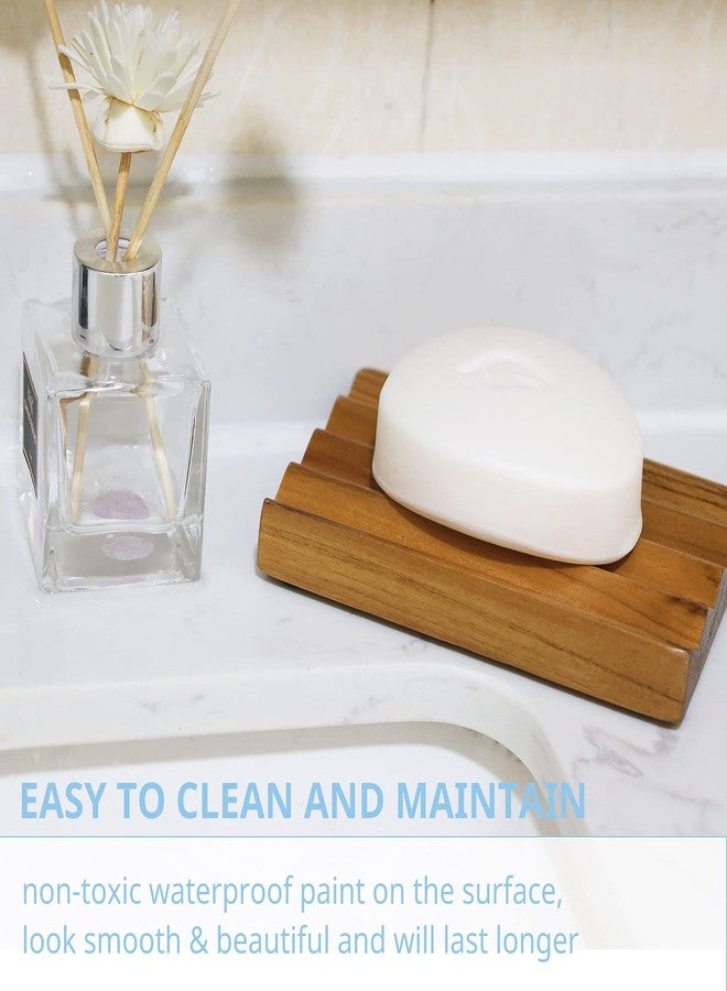 HTB Teak Soap Dish for Shower by HTB, Wood Decorative Bath Soap Holder Heightened Base Design to Keep Soap Dry in Kitchen, Bathroom, Sink, Bathtub, Cute Wooden soap Saver for Hand Face Shampoo Bar (1pcs) - Image 5