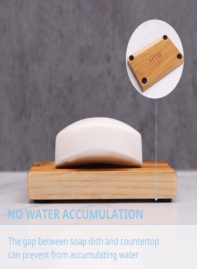 HTB Teak Soap Dish for Shower by HTB, Wood Decorative Bath Soap Holder Heightened Base Design to Keep Soap Dry in Kitchen, Bathroom, Sink, Bathtub, Cute Wooden soap Saver for Hand Face Shampoo Bar (1pcs) - Image 3
