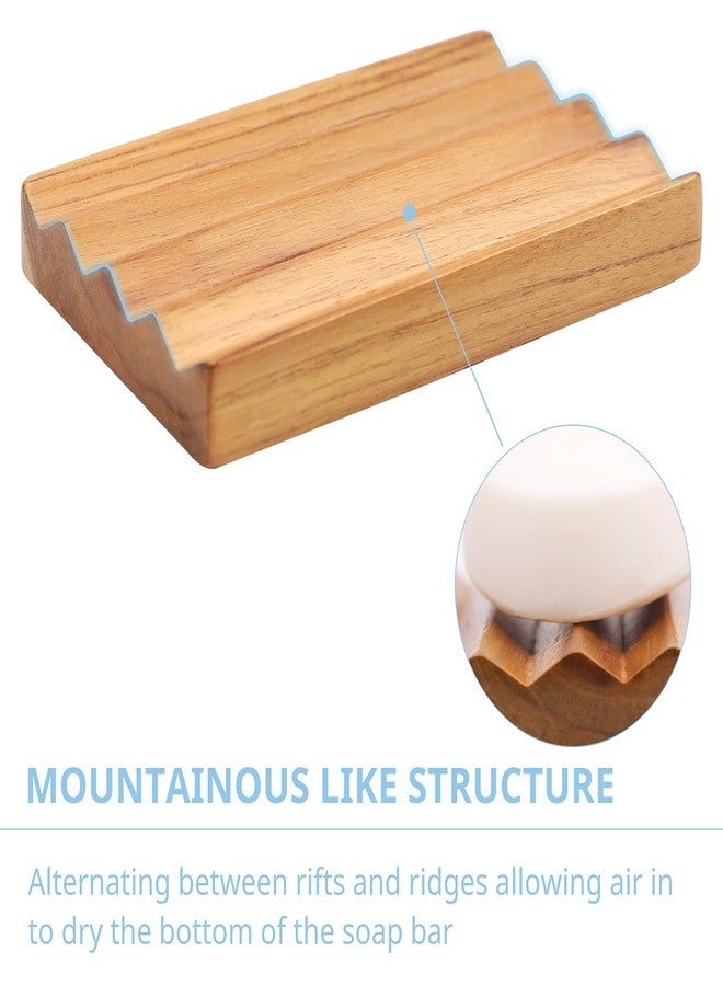 HTB Teak Soap Dish for Shower by HTB, Wood Decorative Bath Soap Holder Heightened Base Design to Keep Soap Dry in Kitchen, Bathroom, Sink, Bathtub, Cute Wooden soap Saver for Hand Face Shampoo Bar (1pcs) - Image 2