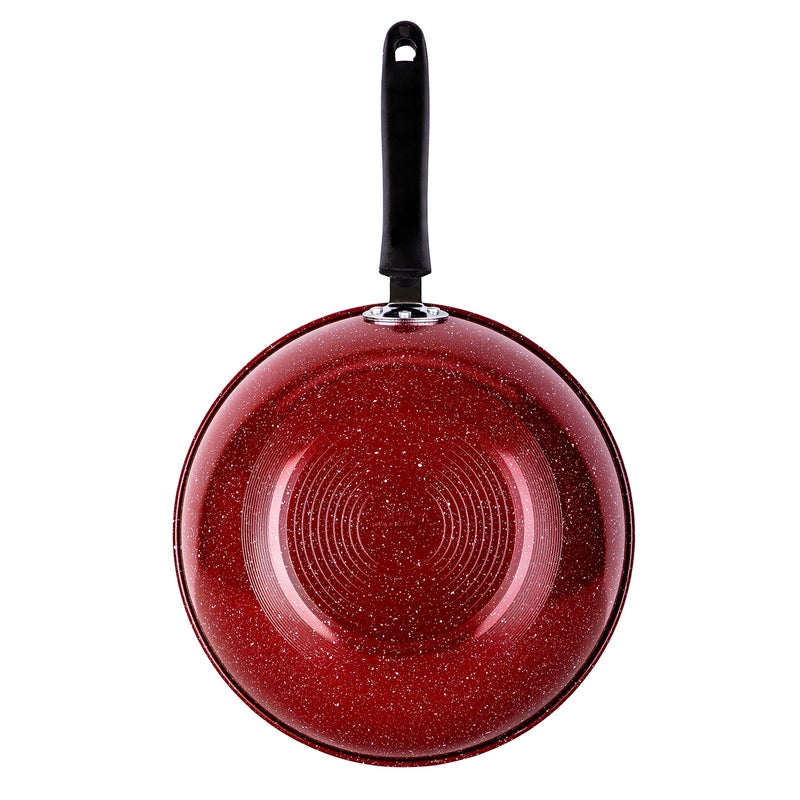 Bister Non-Stick Wok Pan with Two Side Handles, 32 cm, Black and Red, Stainless Steel Base for Stovetop Cooking - Image 5