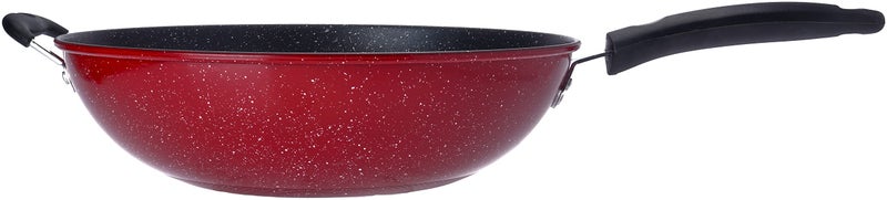 Bister Non-Stick Wok Pan with Two Side Handles, 32 cm, Black and Red, Stainless Steel Base for Stovetop Cooking - Image 5
