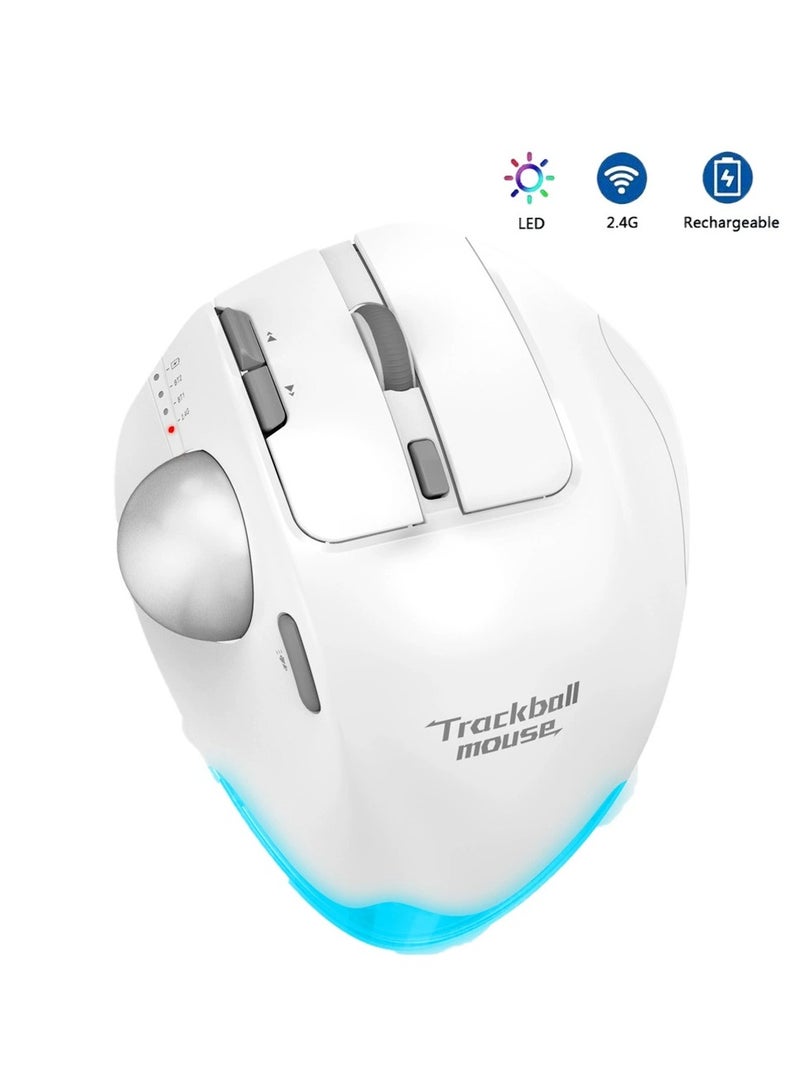 ZELOTES Wireless Bluetooth Trackball Mouse 2.4G RGB Ergonomic Rechargeable Roller Axis Mouse 3 Devices - Image 1