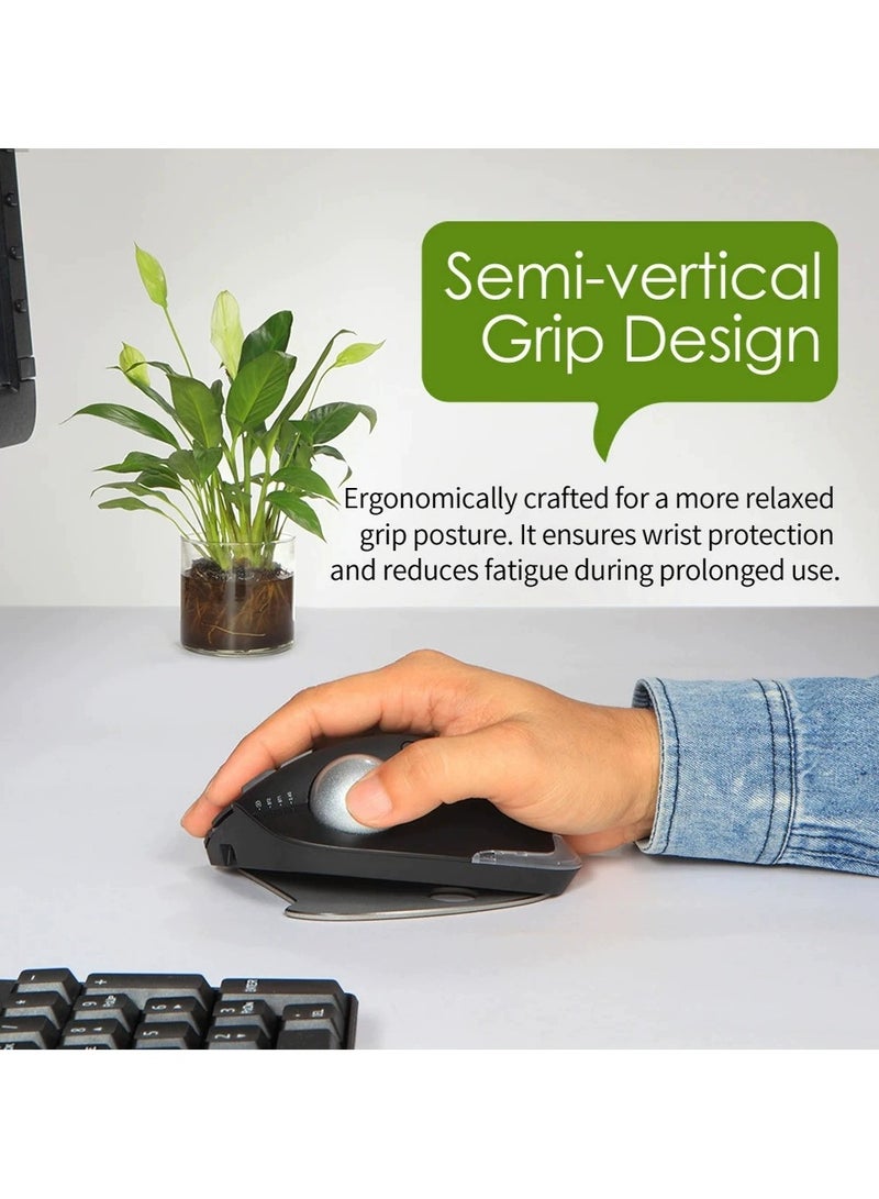 ZELOTES Wireless Bluetooth Trackball Mouse 2.4G RGB Ergonomic Rechargeable Roller Axis Mouse 3 Devices - Image 2