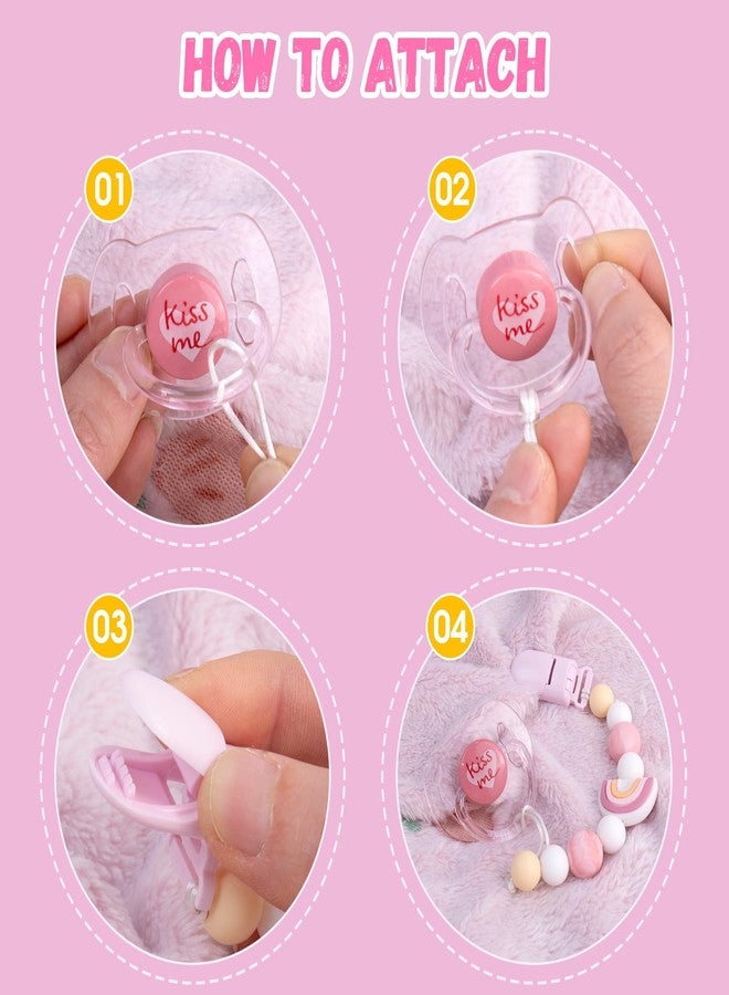 Aori Pacifier Clips for Rebron Baby Dolls Pacifier Holders Silicone Paci Clips with Magnetic Paci -Pink - Image 4