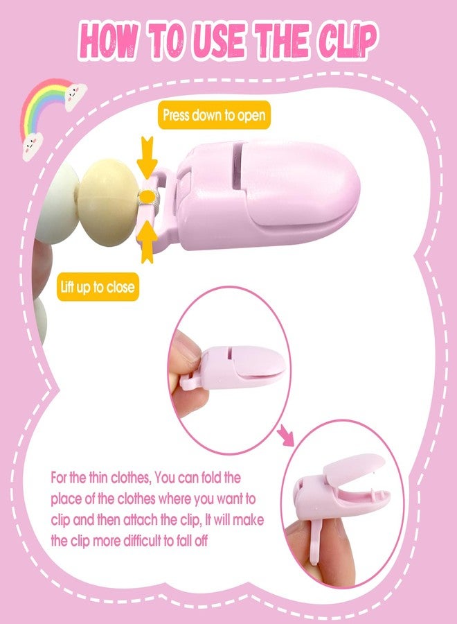 Aori Pacifier Clips for Rebron Baby Dolls Pacifier Holders Silicone Paci Clips with Magnetic Paci -Pink - Image 5