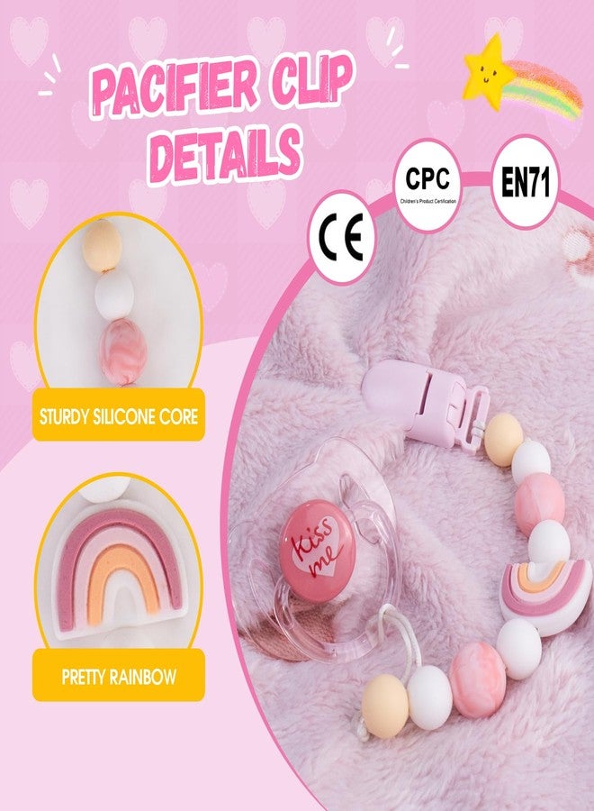 Aori Pacifier Clips for Rebron Baby Dolls Pacifier Holders Silicone Paci Clips with Magnetic Paci -Pink - Image 3