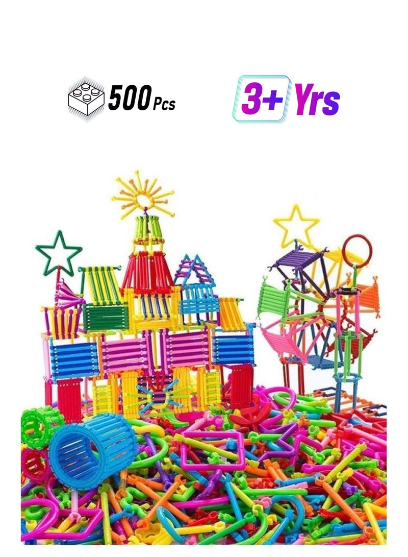 Loquat 500 PCS Building Toy Blocks Bars Different Shape Educational Construction Engineering Set 3D Puzzle Interlocking Creative Connecting Kit Toys A Great STEM - Image 1