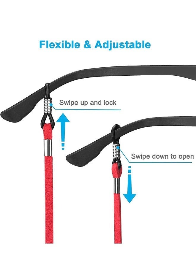 أحزمة نظارات جلدية مكونة من 5 قطع، سلسلة نظارات مضادة للانزلاق، مثبتات نظارات قابلة للتعديل، حزام حامل نظارات شمسية رياضية