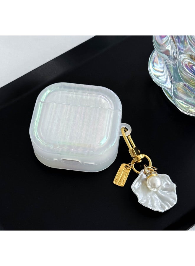 Imd Shell Tpu Soft Shell Apple Pro2 Pearl Pendant For AirPods4 Earphone Protective Cover-Color:Laser Stripes + Shell Pendant-Model:Airpods 4 (Style 2024)  - Image 1