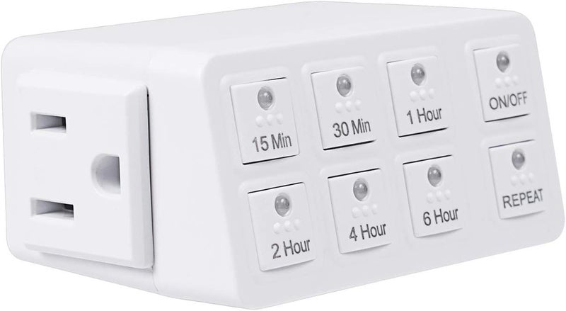 BNLINK Indoor Countdown Timer with Repeat Function Heavy Duty Accurate Compact Size for Charger Vacation Security 3Prong Grounded Outlet 15A1875W HP ETL Listed