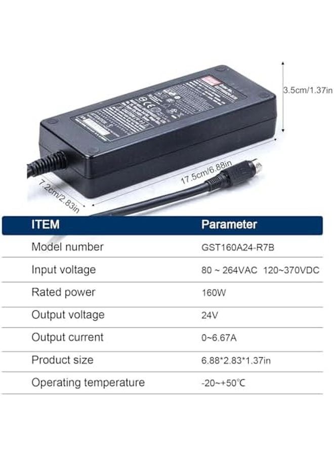 GST160A24 R7B 24V 160W AC DC Adapter 4 Pin DIN Switching Power Supply For Industrial 3D Printers - Image 5