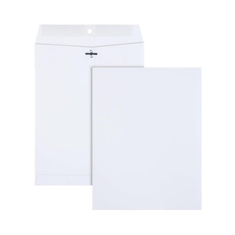 Quality Park 9 x 12 Clasp Envelopes,Deeply Gummed Flaps for Permanent Secure Seal, Great for Filing, Storing or Organizing Documents, 28 lb. White Wove, 100/Box (QUA38390) - Image 1