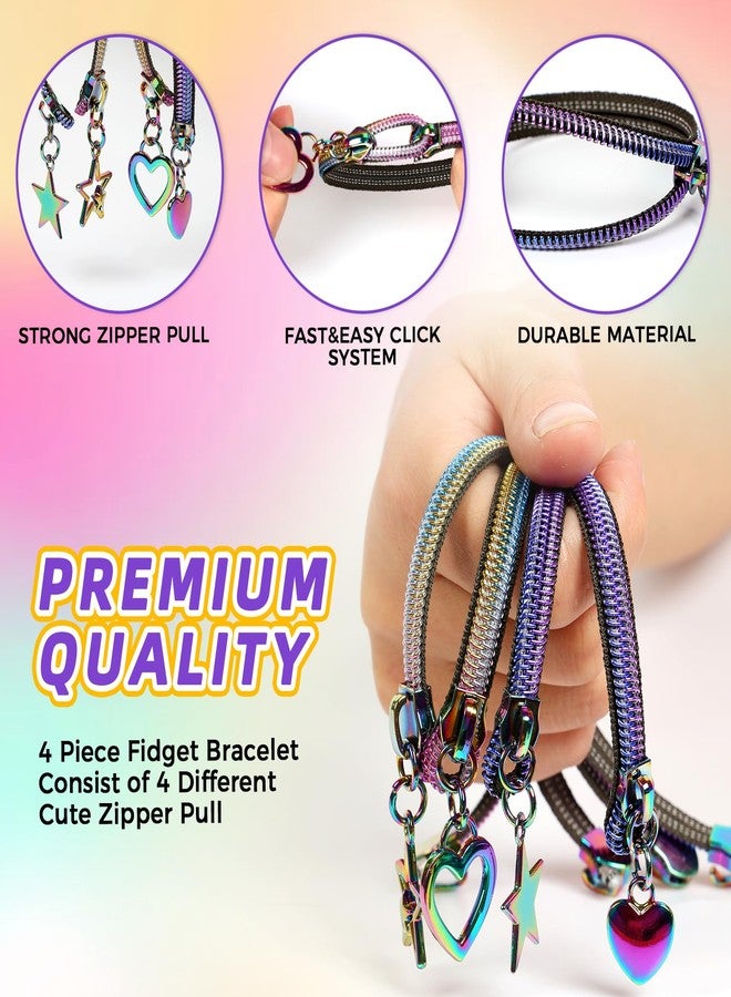 JXM 4 Pieces Fidget Bracelet Wearable Zipper Fidget Bracelet for Autism ADHD and Anxiety, Stress Relief Hand Sensory Tools for Teens,Party Favors - Image 3