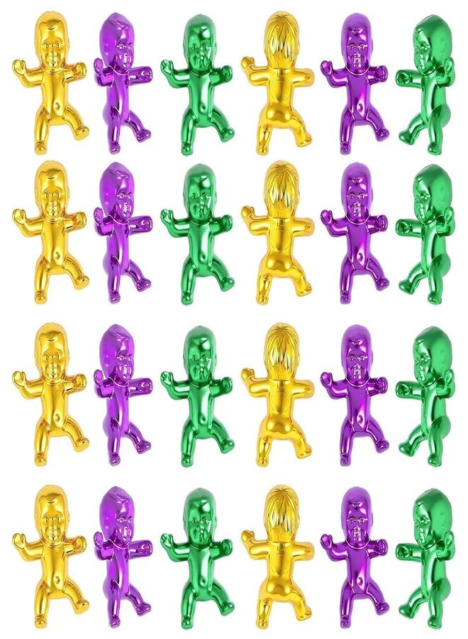 ZZYFGH 24 Pcs King Cake Babies, 1 inch King Cake Baby, Mini Baby Figurines for Baby, Shower Ice Cube Game, Party Favor Supplies Metallic Mardi Gras Bulk Plastic Babies - Image 1