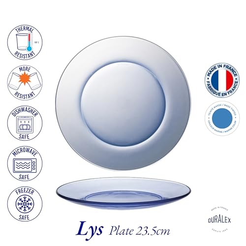 Duralex® LYS Marine Glass Plate 9.25 inch, Set of 2 Glass Plates | Microwave & Dishwasher Safe | for Dinning & Gifting | Ultra Scratch Resistant Tempered Glass - Image 4