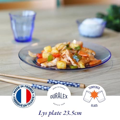 Duralex® LYS Marine Glass Plate 9.25 inch, Set of 2 Glass Plates | Microwave & Dishwasher Safe | for Dinning & Gifting | Ultra Scratch Resistant Tempered Glass - Image 2