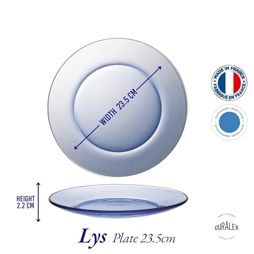 Duralex® LYS Marine Glass Plate 9.25 inch, Set of 2 Glass Plates | Microwave & Dishwasher Safe | for Dinning & Gifting | Ultra Scratch Resistant Tempered Glass - Image 3