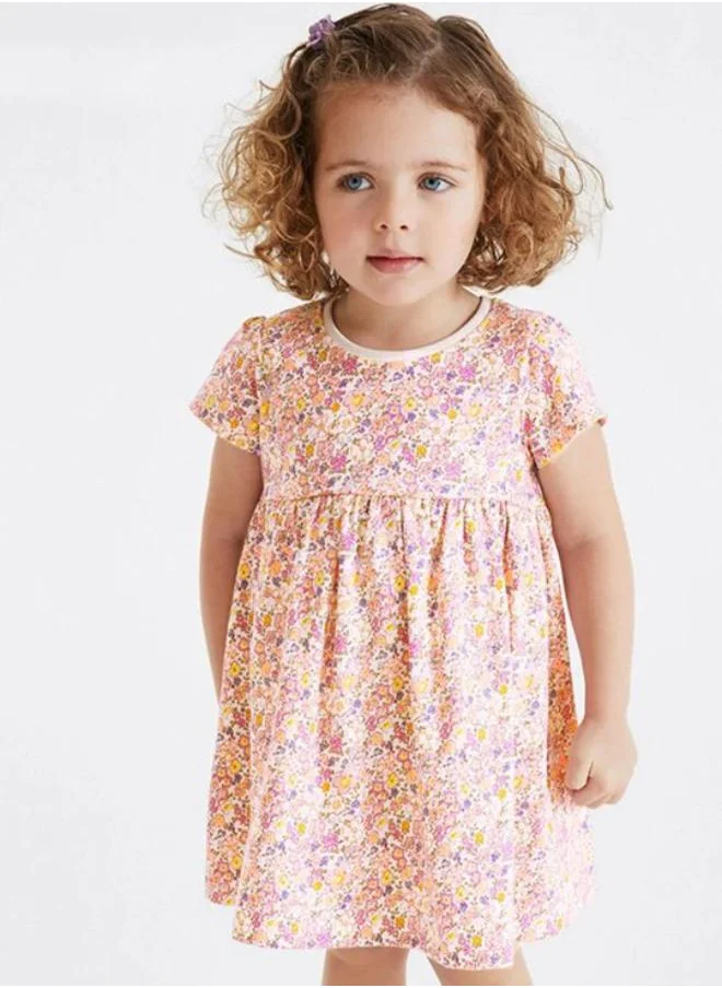 YUNIQEE Pink Fit & Flare Crew Neck Printed Dress