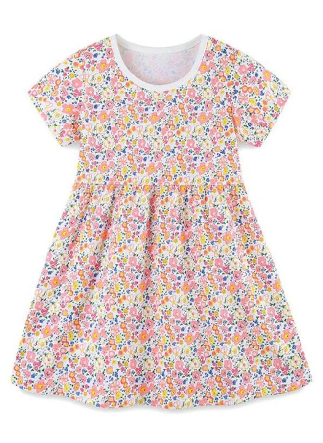 YUNIQEE Pink Fit & Flare Crew Neck Printed Dress