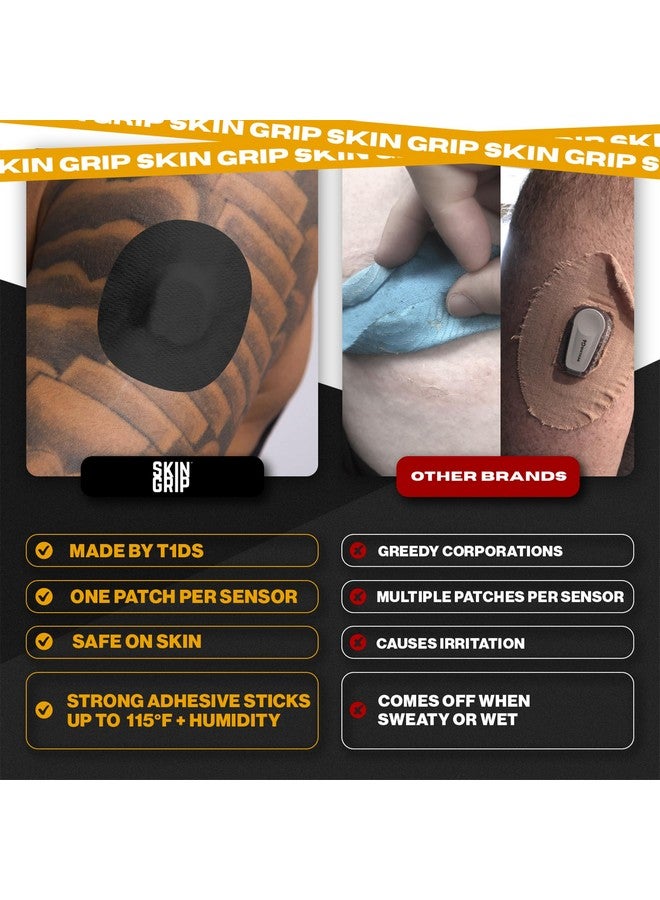 Skin Grip Freestyle Libre 2 Sensor Covers & Lingo CGM - Waterproof and Sweatproof Adhesive for 10-15 Days, Pre-Cut Medical Tape, Continuous Glucose Monitor Patch - 20 Pack, Black - Image 3