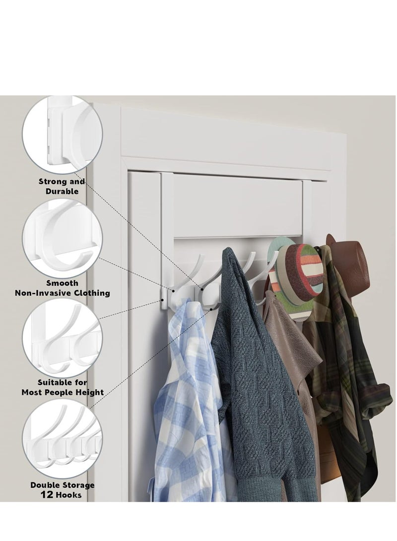 TRASSLE Over The Door Hooks, Sturdy Door Hanger, Large Over The Door Towel Rack with 12 Hooks, Heavy Duty Easy to Install, for Bathroom, Bedroom，Kitchen，Hanging Towels, Coats - Image 5