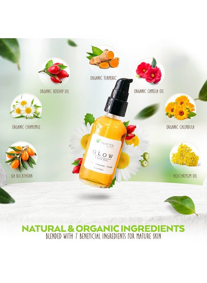 Aspen Kay Naturals - Glow - Turmeric & Rosehip Face Oil, Natural & Organic Face Moisturizer with Turmeric and Chamomile - Facial Serum - 2 oz - Image 1